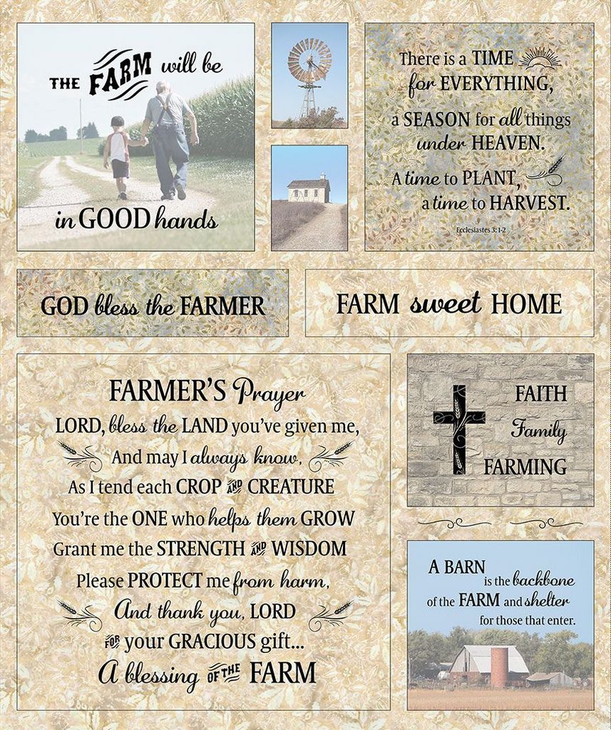 Timeless Treasures Farm Sweet Home Panel JT CD3610 Wheat