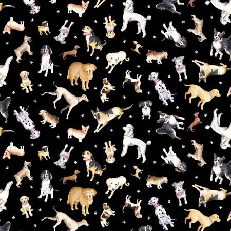 Benartex Think Pawsitive Faithful Friends Black
