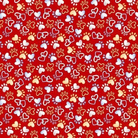 Benartex Think Pawsitive Pawfect Paws Red