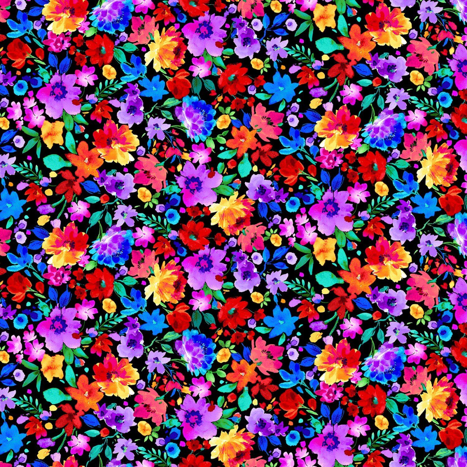 Timeless Treasures Untamed Beauty Flora CD1714 Black