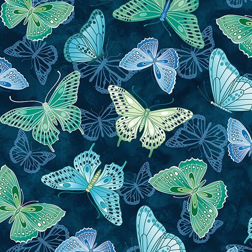 Benartex Butterfly Calypso Dance Navy