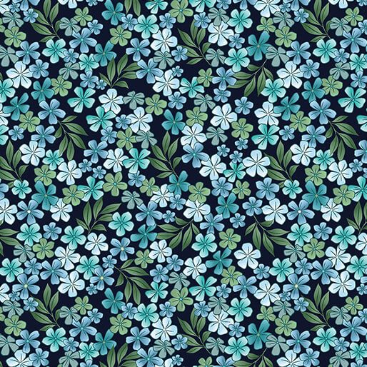 Benartex Butterfly Calypso Blossoms Navy