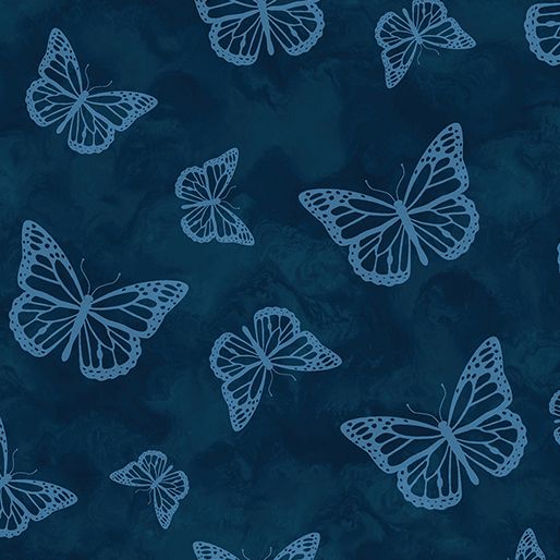 Benartex Butterfly Calypso Shadow Navy