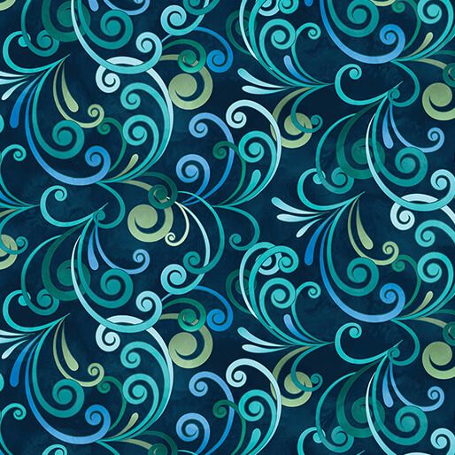 Benartex Butterfly Calypso Swirl Navy