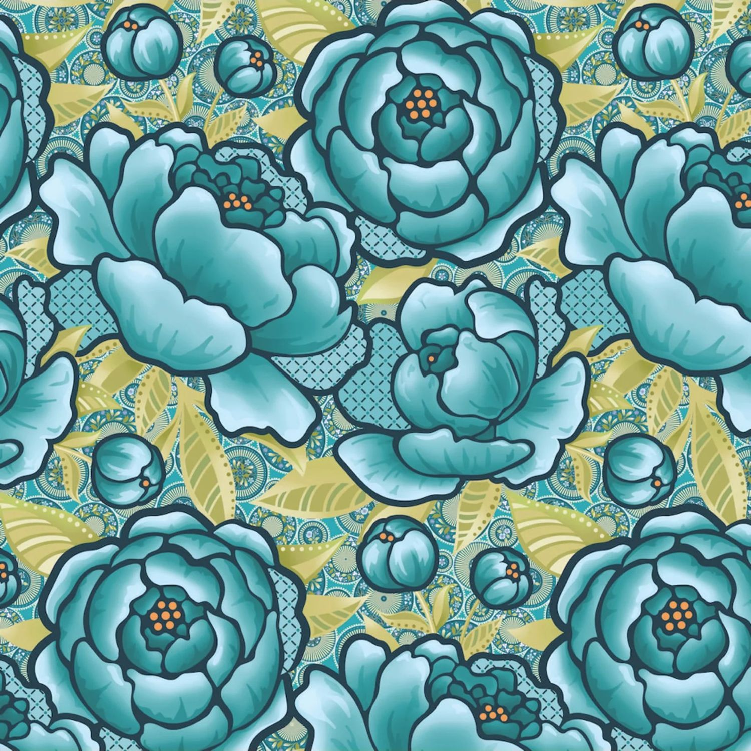 Benartex Frolic 108&quot; Wide Bloom Teal