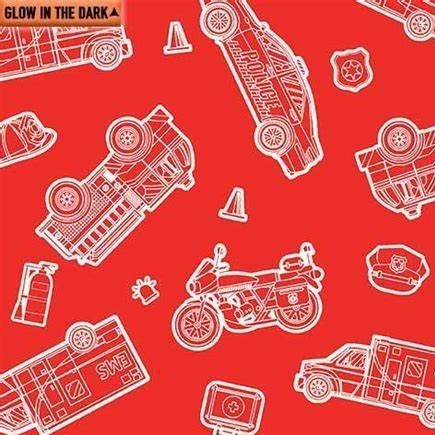 Benartex Save The Day Glowing Rescue Vehicles Red