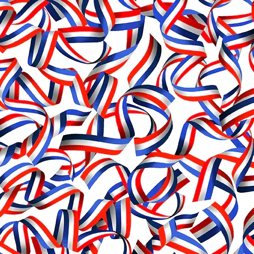 Benartex Red, White &amp; True Patriotic Ribbons White