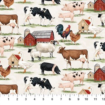 Northcott Homegrown Happiness Animals DP24358-11