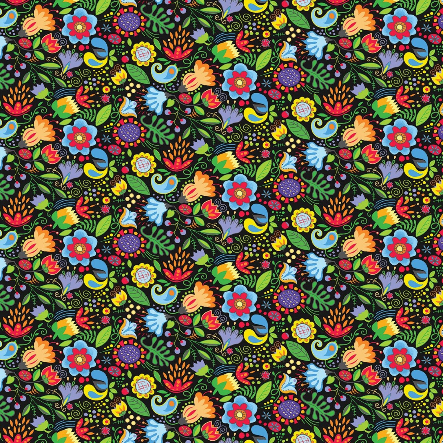 Benartex Awaken The Day Folky Floral Multi