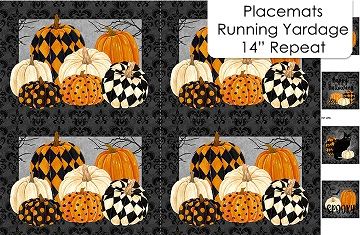 Northcott Black Cat Capers Placemats Panel DP24127 99