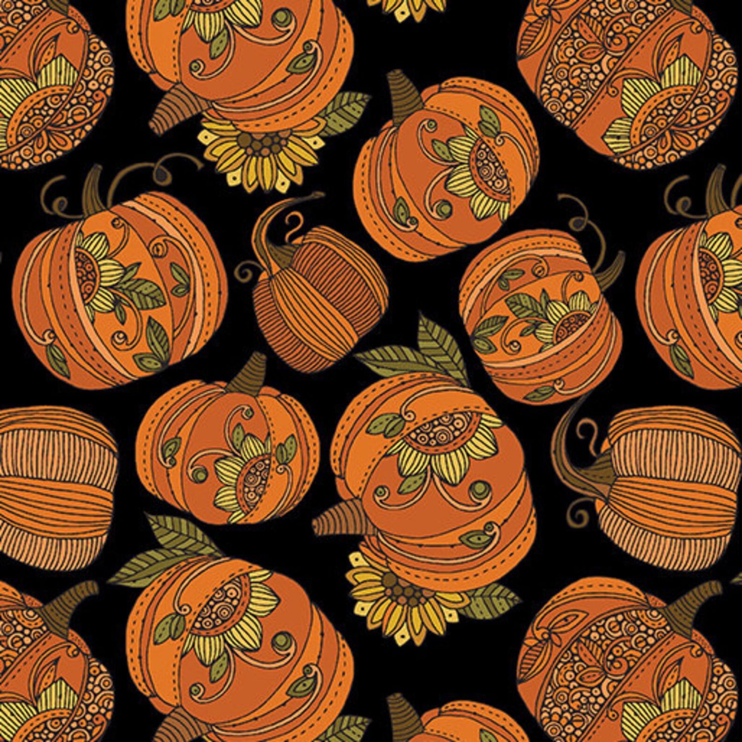 Benartex Pumpkin And Spice Toss Black
