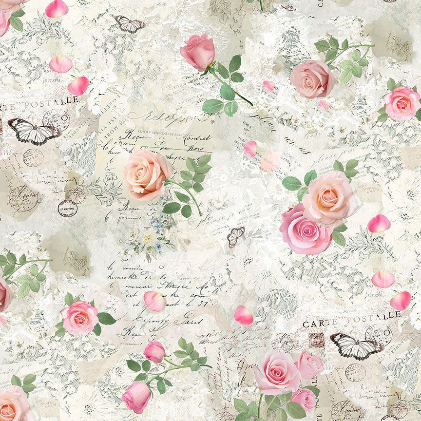 Timeless Treasures Rose CD3144 Beige