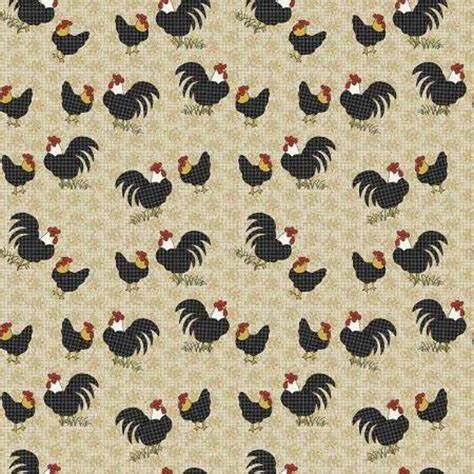 Benartex Heartland Field Roosters Tan