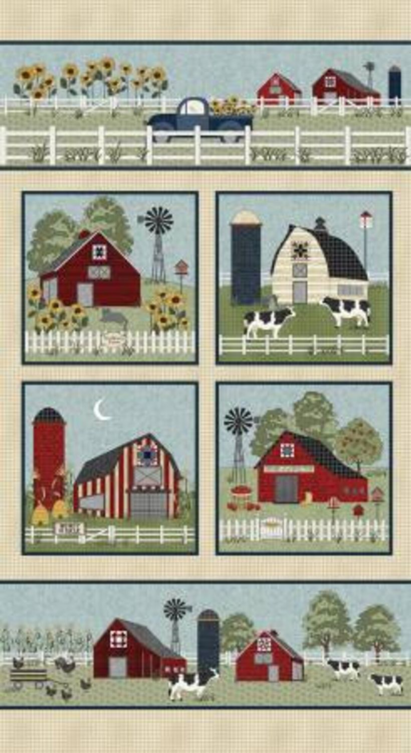 Benartex Heartland Panel Tan/Multi