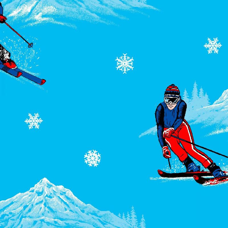 Marshall Dry Goods Skiing Allover CP34930 Blue