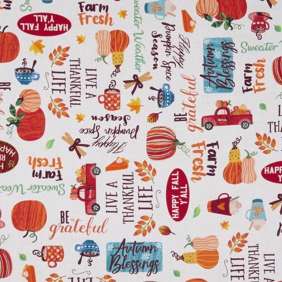 Benartex Hayrides &amp; Happiness Autumn Words Cream