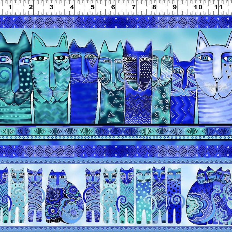 Clothworks Feline Frolic Y2797-31M Royal Blue