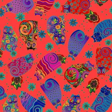 Clothworks Feline Frolic Y2799-80M Tomato