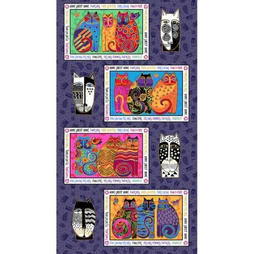 Clothworks Feline Frolic Y2795-27M Purple