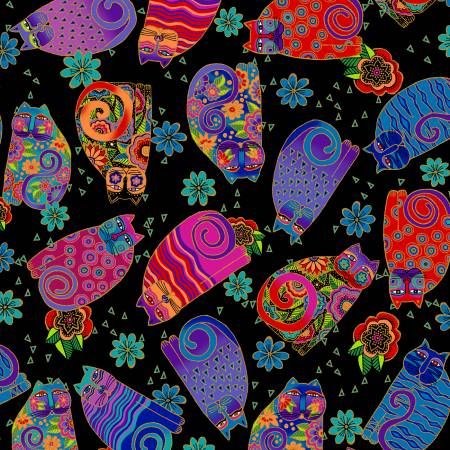 Clothworks Feline Frolic Y2799-3M Black