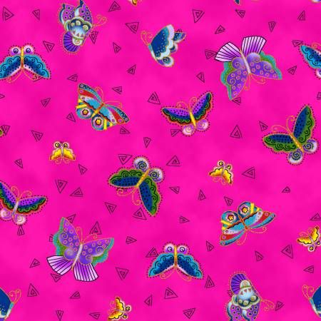 Clothworks Feline Frolic Y2800-77M Fuchsia