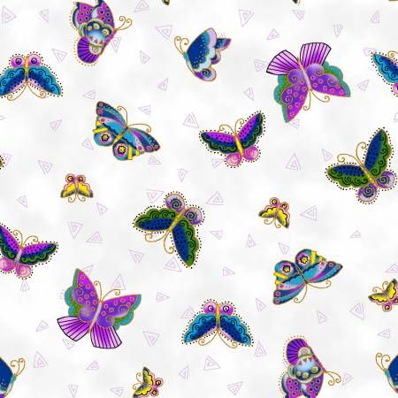 Clothworks Feline Frolic Y2800-1M White