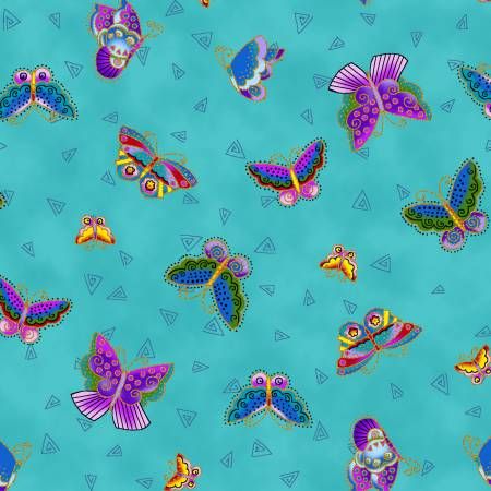 Clothworks Feline Frolic Y2800-33M Aqua