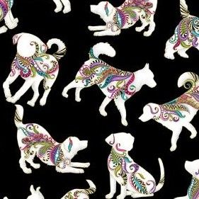 Benartex Dog On It Hot Diggity Small Black/Multi