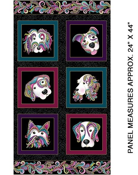 Benartex Dog On It Panel Black/Multi