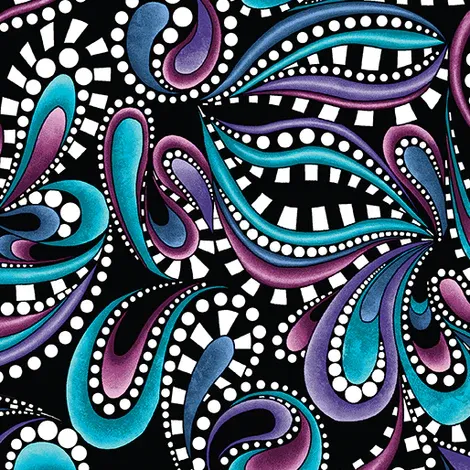 Benartex Xanadu Paisley Rhythm Multi Blk/Multi