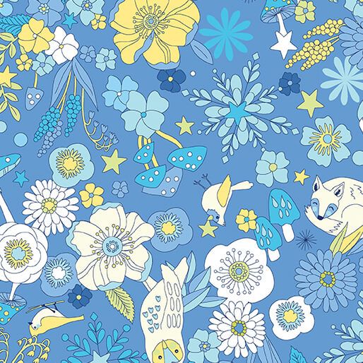 Benartex Tiny Secrets Woodland Magic Blue