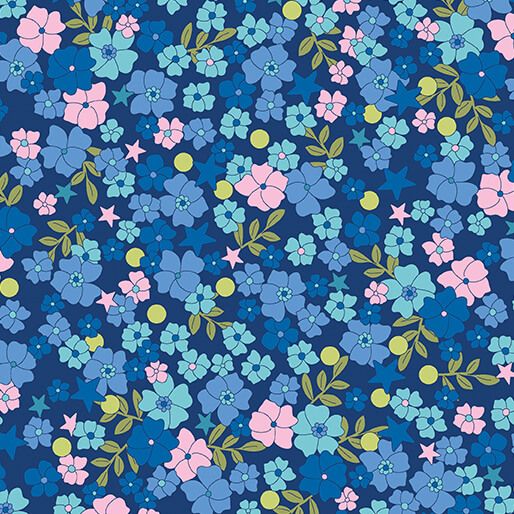 Benartex Tiny Secrets Hidden Garden Navy