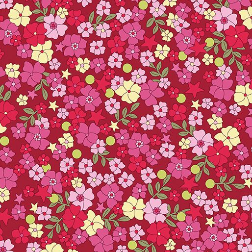 Benartex Tiny Secrets Hidden Garden Red