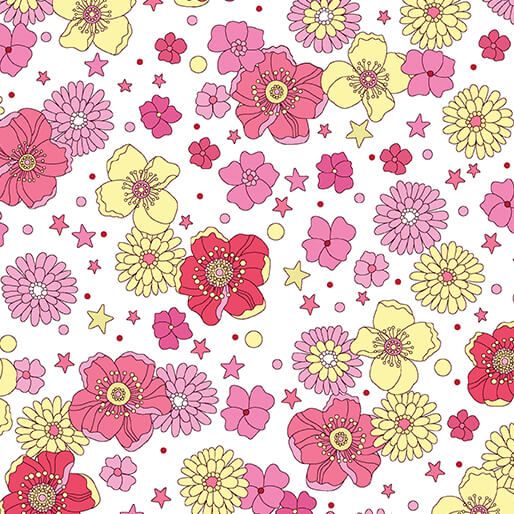 Benartex Tiny Secrets Open Meadow Pink