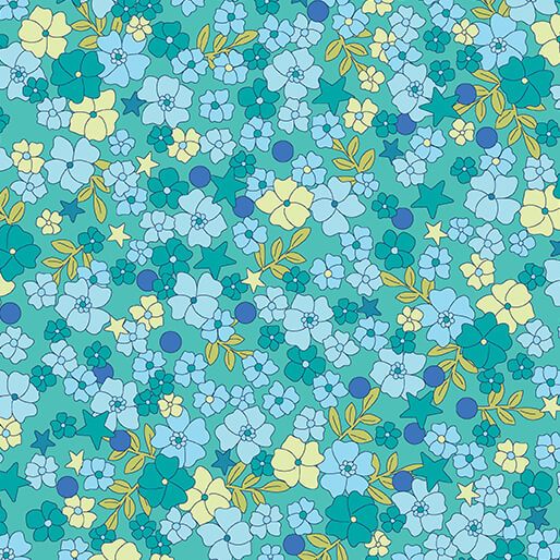 Benartex Tiny Secrets Hidden Garden Turquoise