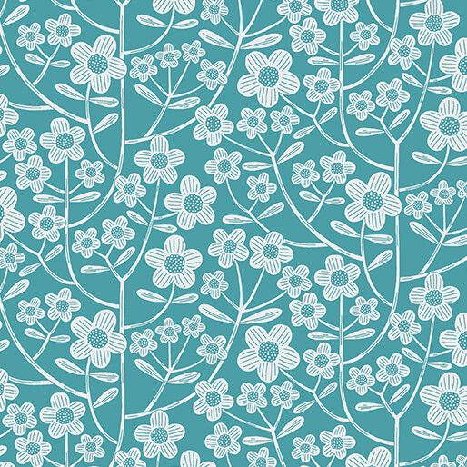 Benartex Blooming Color 2 Brynn Turquoise