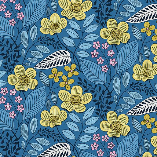 Benartex Blooming Color 2 Olivia Blue