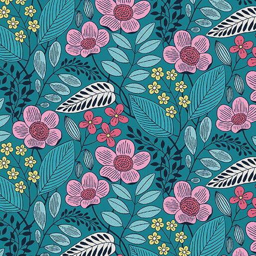 Benartex Blooming Color 2 Olivia Teal