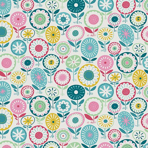 Benartex Blooming Color Josie Turquoise/Multi
