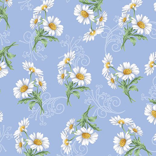 Benartex All About Daisies Daisy Scroll Sky