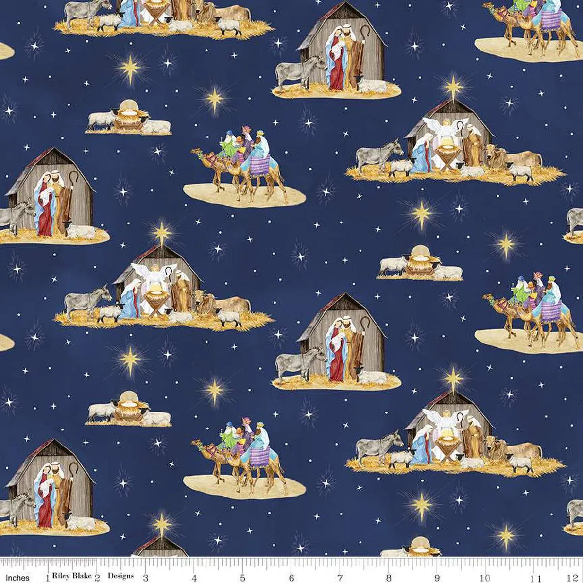 Riley Blake Come Let Us Adore Him  CD16310 Navy