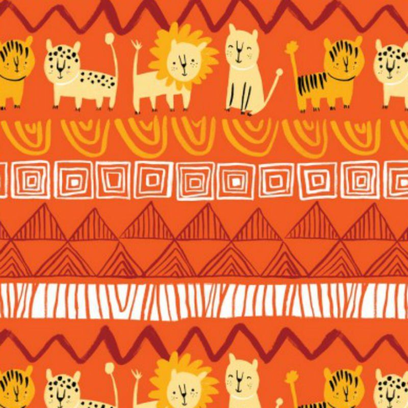 Clothworks Serengeti Beasties Y1777-37 Dark Orange