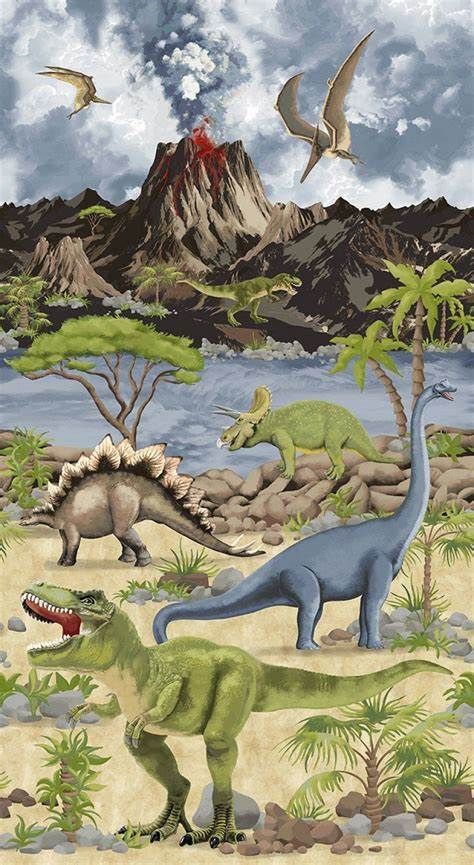 Timeless Treasures Dino Panel Dino C6585 Stone