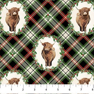 Northcott Highland Heart Wreaths DP28047-99
