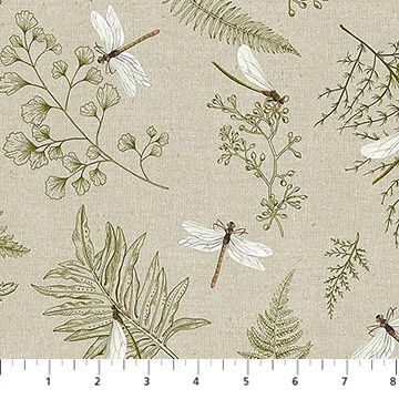 Northcott Natural Elements Dragonfly Taupe/Green 27858-12