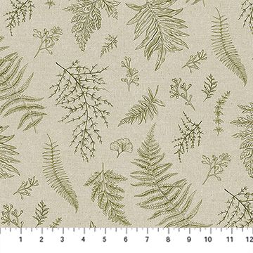 Northcott Natural Elements Lg Tossed Fern Taupe/Green 27862-12