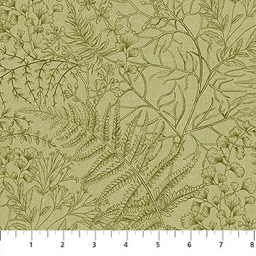 Northcott Natural Elements Toile Leaves Lt Green 27860-74