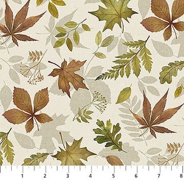 Northcott Natural Elements Tossed Leaves Cream Multi 27857-11