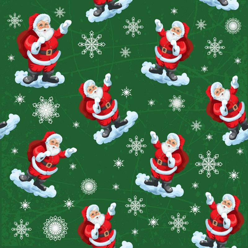 Marshall Dry Goods Christmas Santa On Clouds Green
