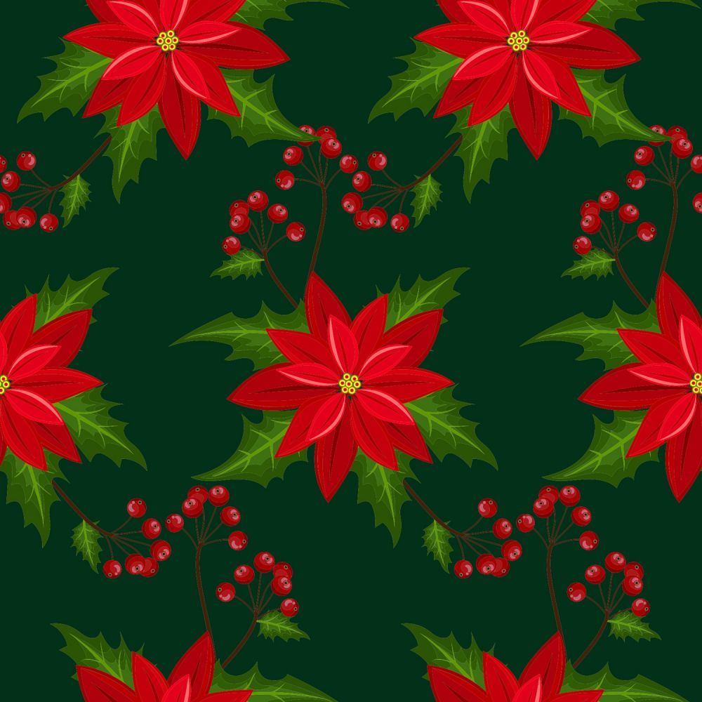 Marshall Dry Goods Christmas Poinsettia Flowers Green